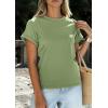 image:imagePRETTYGARDEN Womens Summer Tops 2026 Spring Casual Rolled Short Sleeve Basic Tees Crew Neck Work Shirts Fashion ClothingGrey Green