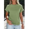 image:imagePRETTYGARDEN Womens Summer Tops 2026 Spring Casual Rolled Short Sleeve Basic Tees Crew Neck Work Shirts Fashion ClothingGrey Green