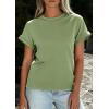 image:imagePRETTYGARDEN Womens Summer Tops 2026 Spring Casual Rolled Short Sleeve Basic Tees Crew Neck Work Shirts Fashion ClothingGrey Green