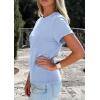 image:imagePRETTYGARDEN Womens Summer Tops 2026 Spring Casual Rolled Short Sleeve Basic Tees Crew Neck Work Shirts Fashion ClothingLight Blue