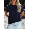 image:imagePRETTYGARDEN Womens Summer Tops 2026 Spring Casual Rolled Short Sleeve Basic Tees Crew Neck Work Shirts Fashion ClothingNavy Blue