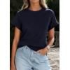 image:imagePRETTYGARDEN Womens Summer Tops 2026 Spring Casual Rolled Short Sleeve Basic Tees Crew Neck Work Shirts Fashion ClothingNavy Blue