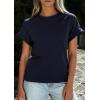 image:imagePRETTYGARDEN Womens Summer Tops 2026 Spring Casual Rolled Short Sleeve Basic Tees Crew Neck Work Shirts Fashion ClothingNavy Blue