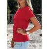 image:imagePRETTYGARDEN Womens Summer Tops 2026 Spring Casual Rolled Short Sleeve Basic Tees Crew Neck Work Shirts Fashion ClothingRed