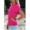 image:imagePRETTYGARDEN Womens Summer Tops 2026 Spring Casual Rolled Short Sleeve Basic Tees Crew Neck Work Shirts Fashion ClothingRose Red