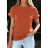 image:imagePRETTYGARDEN Womens Summer Tops 2026 Spring Casual Rolled Short Sleeve Basic Tees Crew Neck Work Shirts Fashion ClothingRust Red