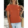 image:imagePRETTYGARDEN Womens Summer Tops 2026 Spring Casual Rolled Short Sleeve Basic Tees Crew Neck Work Shirts Fashion ClothingRust Red