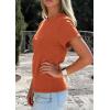image:imagePRETTYGARDEN Womens Summer Tops 2026 Spring Casual Rolled Short Sleeve Basic Tees Crew Neck Work Shirts Fashion ClothingRust Red
