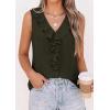 image:imagePRETTYGARDEN Womens Tank Tops 2026 Summer Dressy Casual Blouses Sleeveless Ruffle V Neck Swiss Dot Button Down Work ShirtsArmy Green