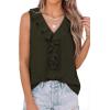 image:imagePRETTYGARDEN Womens Tank Tops 2026 Summer Dressy Casual Blouses Sleeveless Ruffle V Neck Swiss Dot Button Down Work ShirtsArmy Green