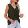 image:imagePRETTYGARDEN Womens Tank Tops 2026 Summer Dressy Casual Blouses Sleeveless Ruffle V Neck Swiss Dot Button Down Work ShirtsArmy Green