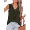 image:imagePRETTYGARDEN Womens Tank Tops 2026 Summer Dressy Casual Blouses Sleeveless Ruffle V Neck Swiss Dot Button Down Work ShirtsArmy Green