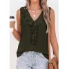 image:imagePRETTYGARDEN Womens Tank Tops 2026 Summer Dressy Casual Blouses Sleeveless Ruffle V Neck Swiss Dot Button Down Work ShirtsArmy Green