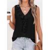 image:imagePRETTYGARDEN Womens Tank Tops 2026 Summer Dressy Casual Blouses Sleeveless Ruffle V Neck Swiss Dot Button Down Work ShirtsBlack