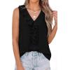 image:imagePRETTYGARDEN Womens Tank Tops 2026 Summer Dressy Casual Blouses Sleeveless Ruffle V Neck Swiss Dot Button Down Work ShirtsBlack