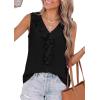 image:imagePRETTYGARDEN Womens Tank Tops 2026 Summer Dressy Casual Blouses Sleeveless Ruffle V Neck Swiss Dot Button Down Work ShirtsBlack