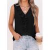image:imagePRETTYGARDEN Womens Tank Tops 2026 Summer Dressy Casual Blouses Sleeveless Ruffle V Neck Swiss Dot Button Down Work ShirtsBlack