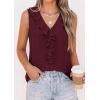 image:imagePRETTYGARDEN Womens Tank Tops 2026 Summer Dressy Casual Blouses Sleeveless Ruffle V Neck Swiss Dot Button Down Work ShirtsBurgundy