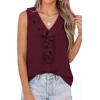 image:imagePRETTYGARDEN Womens Tank Tops 2026 Summer Dressy Casual Blouses Sleeveless Ruffle V Neck Swiss Dot Button Down Work ShirtsBurgundy