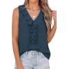 image:imagePRETTYGARDEN Womens Tank Tops 2026 Summer Dressy Casual Blouses Sleeveless Ruffle V Neck Swiss Dot Button Down Work ShirtsDark Blue