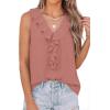 image:imagePRETTYGARDEN Womens Tank Tops 2026 Summer Dressy Casual Blouses Sleeveless Ruffle V Neck Swiss Dot Button Down Work ShirtsDusty Pink