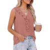 image:imagePRETTYGARDEN Womens Tank Tops 2026 Summer Dressy Casual Blouses Sleeveless Ruffle V Neck Swiss Dot Button Down Work ShirtsDusty Pink