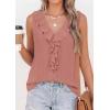 image:imagePRETTYGARDEN Womens Tank Tops 2026 Summer Dressy Casual Blouses Sleeveless Ruffle V Neck Swiss Dot Button Down Work ShirtsDusty Pink