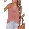 image:imagePRETTYGARDEN Womens Tank Tops 2026 Summer Dressy Casual Blouses Sleeveless Ruffle V Neck Swiss Dot Button Down Work ShirtsDusty Pink