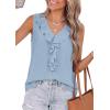 image:imagePRETTYGARDEN Womens Tank Tops 2026 Summer Dressy Casual Blouses Sleeveless Ruffle V Neck Swiss Dot Button Down Work ShirtsLight Blue