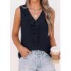image:imagePRETTYGARDEN Womens Tank Tops 2026 Summer Dressy Casual Blouses Sleeveless Ruffle V Neck Swiss Dot Button Down Work ShirtsNavy Blue