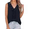 image:imagePRETTYGARDEN Womens Tank Tops 2026 Summer Dressy Casual Blouses Sleeveless Ruffle V Neck Swiss Dot Button Down Work ShirtsNavy Blue