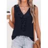 image:imagePRETTYGARDEN Womens Tank Tops 2026 Summer Dressy Casual Blouses Sleeveless Ruffle V Neck Swiss Dot Button Down Work ShirtsNavy Blue