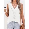 image:imagePRETTYGARDEN Womens Tank Tops 2026 Summer Dressy Casual Blouses Sleeveless Ruffle V Neck Swiss Dot Button Down Work ShirtsOffwhite