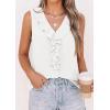 image:imagePRETTYGARDEN Womens Tank Tops 2026 Summer Dressy Casual Blouses Sleeveless Ruffle V Neck Swiss Dot Button Down Work ShirtsOffwhite