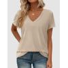 image:imagePRETTYGARDEN Womens Tops Short Sleeve Oversized Tshirts Shirts 2026 Summer Casual V Neck Loose Basic Tees Spring Tunic BlouseApricot