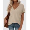 image:imagePRETTYGARDEN Womens Tops Short Sleeve Oversized Tshirts Shirts 2026 Summer Casual V Neck Loose Basic Tees Spring Tunic BlouseApricot