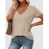 image:imagePRETTYGARDEN Womens Tops Short Sleeve Oversized Tshirts Shirts 2026 Summer Casual V Neck Loose Basic Tees Spring Tunic BlouseApricot