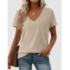 image:imagePRETTYGARDEN Womens Tops Short Sleeve Oversized Tshirts Shirts 2026 Summer Casual V Neck Loose Basic Tees Spring Tunic BlouseApricot