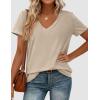 image:imagePRETTYGARDEN Womens Tops Short Sleeve Oversized Tshirts Shirts 2026 Summer Casual V Neck Loose Basic Tees Spring Tunic BlouseApricot