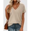 image:imagePRETTYGARDEN Womens Tops Short Sleeve Oversized Tshirts Shirts 2026 Summer Casual V Neck Loose Basic Tees Spring Tunic BlouseApricot