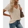 image:imagePRETTYGARDEN Womens Tops Short Sleeve Oversized Tshirts Shirts 2026 Summer Casual V Neck Loose Basic Tees Spring Tunic BlouseApricot