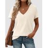 image:imagePRETTYGARDEN Womens Tops Short Sleeve Oversized Tshirts Shirts 2026 Summer Casual V Neck Loose Basic Tees Spring Tunic BlouseBeige