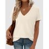 image:imagePRETTYGARDEN Womens Tops Short Sleeve Oversized Tshirts Shirts 2026 Summer Casual V Neck Loose Basic Tees Spring Tunic BlouseBeige