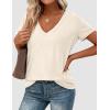 image:imagePRETTYGARDEN Womens Tops Short Sleeve Oversized Tshirts Shirts 2026 Summer Casual V Neck Loose Basic Tees Spring Tunic BlouseBeige