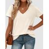 image:imagePRETTYGARDEN Womens Tops Short Sleeve Oversized Tshirts Shirts 2026 Summer Casual V Neck Loose Basic Tees Spring Tunic BlouseBeige