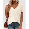 image:imagePRETTYGARDEN Womens Tops Short Sleeve Oversized Tshirts Shirts 2026 Summer Casual V Neck Loose Basic Tees Spring Tunic BlouseBeige