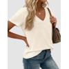 image:imagePRETTYGARDEN Womens Tops Short Sleeve Oversized Tshirts Shirts 2026 Summer Casual V Neck Loose Basic Tees Spring Tunic BlouseBeige