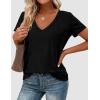 image:imagePRETTYGARDEN Womens Tops Short Sleeve Oversized Tshirts Shirts 2026 Summer Casual V Neck Loose Basic Tees Spring Tunic BlouseBlack