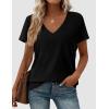image:imagePRETTYGARDEN Womens Tops Short Sleeve Oversized Tshirts Shirts 2026 Summer Casual V Neck Loose Basic Tees Spring Tunic BlouseBlack