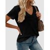 image:imagePRETTYGARDEN Womens Tops Short Sleeve Oversized Tshirts Shirts 2026 Summer Casual V Neck Loose Basic Tees Spring Tunic BlouseBlack